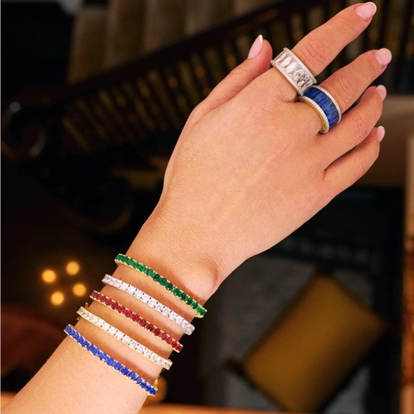 Freida Rothman Midnight Tri-Tone 14K Gold Tennis Bracelet White Zirconia NEW - Picture 6 of 12